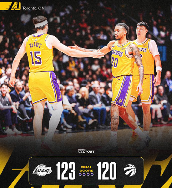 湖人123-120险胜猛龙,里夫斯44+10,八村三分绝杀,詹姆斯8+11